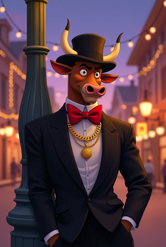 A Walt Disney style bull gangster