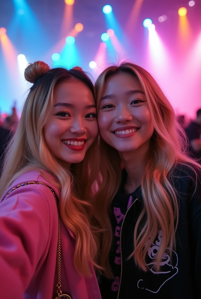 A selfie of Wonho (kpop idol) and Rosé (blackpink member)
