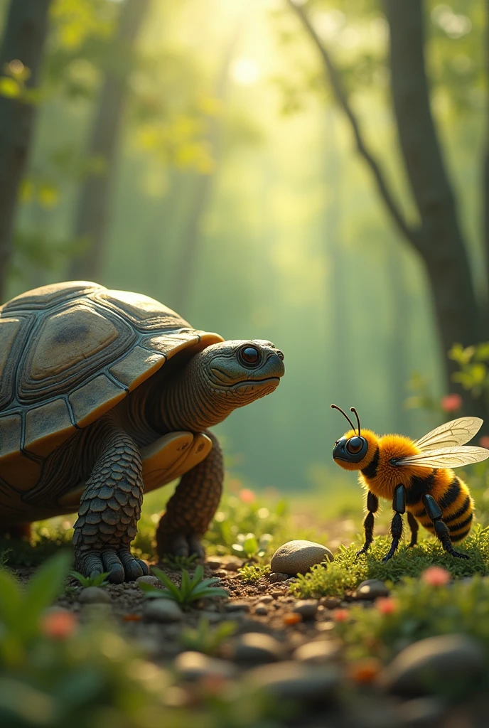 A turtle's betrayal with a bee, they discovered they were cheating when their child was born