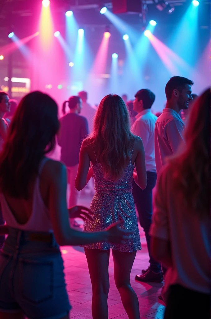 Draw people dancing in a nightclub