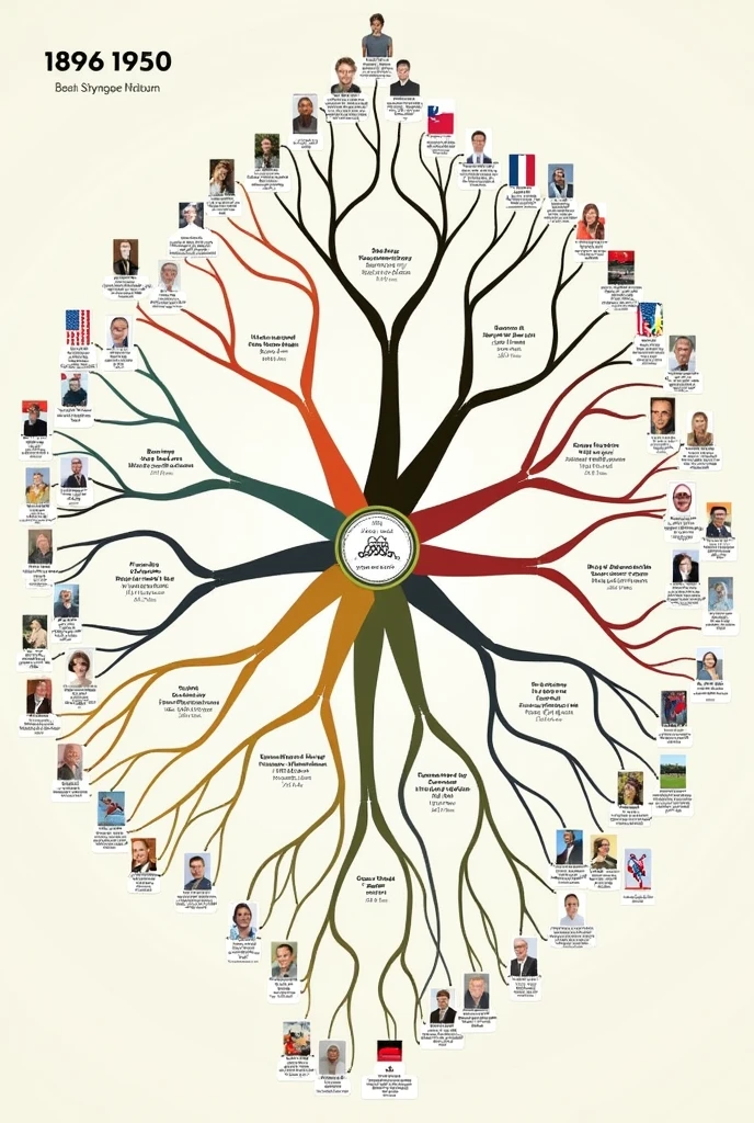 Create a mind map about the history of the modern Olympic Games between 1896 and 1950