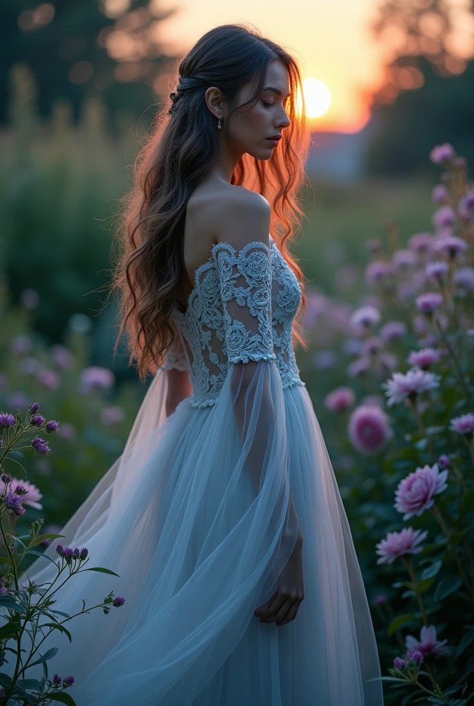 Naked woman in a dress