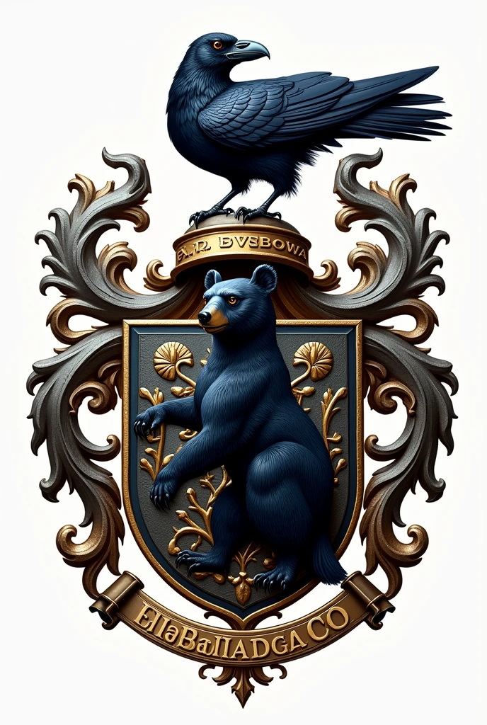 Family crest with raven and black bear