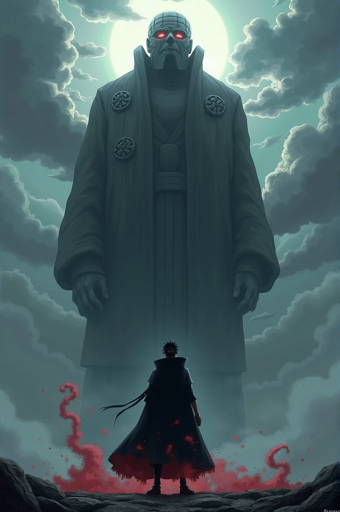 Obito Uchiha alongside the Gedo Statue