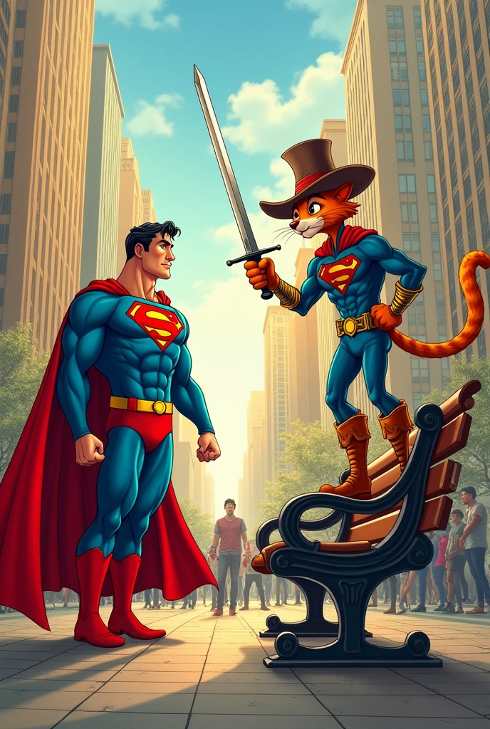 Puss in Boots embarrasses Superman