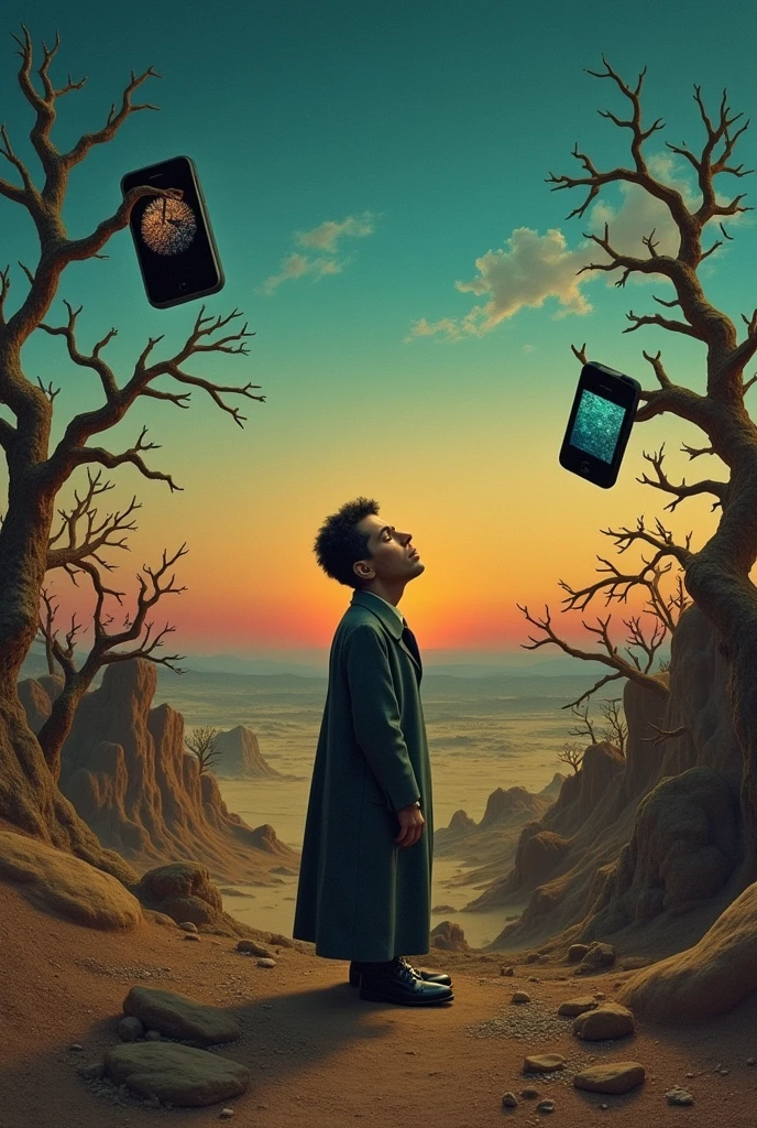Make the painting The Persistence of Memory" by Salvador Dali: Swap the melted clocks for modern objects that are quickly obsolete,like cell phones