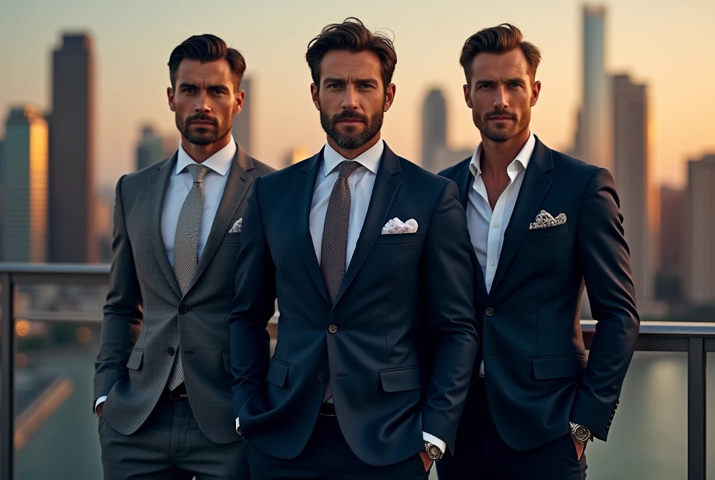 poster of men wearing suits ,elegant , class , models