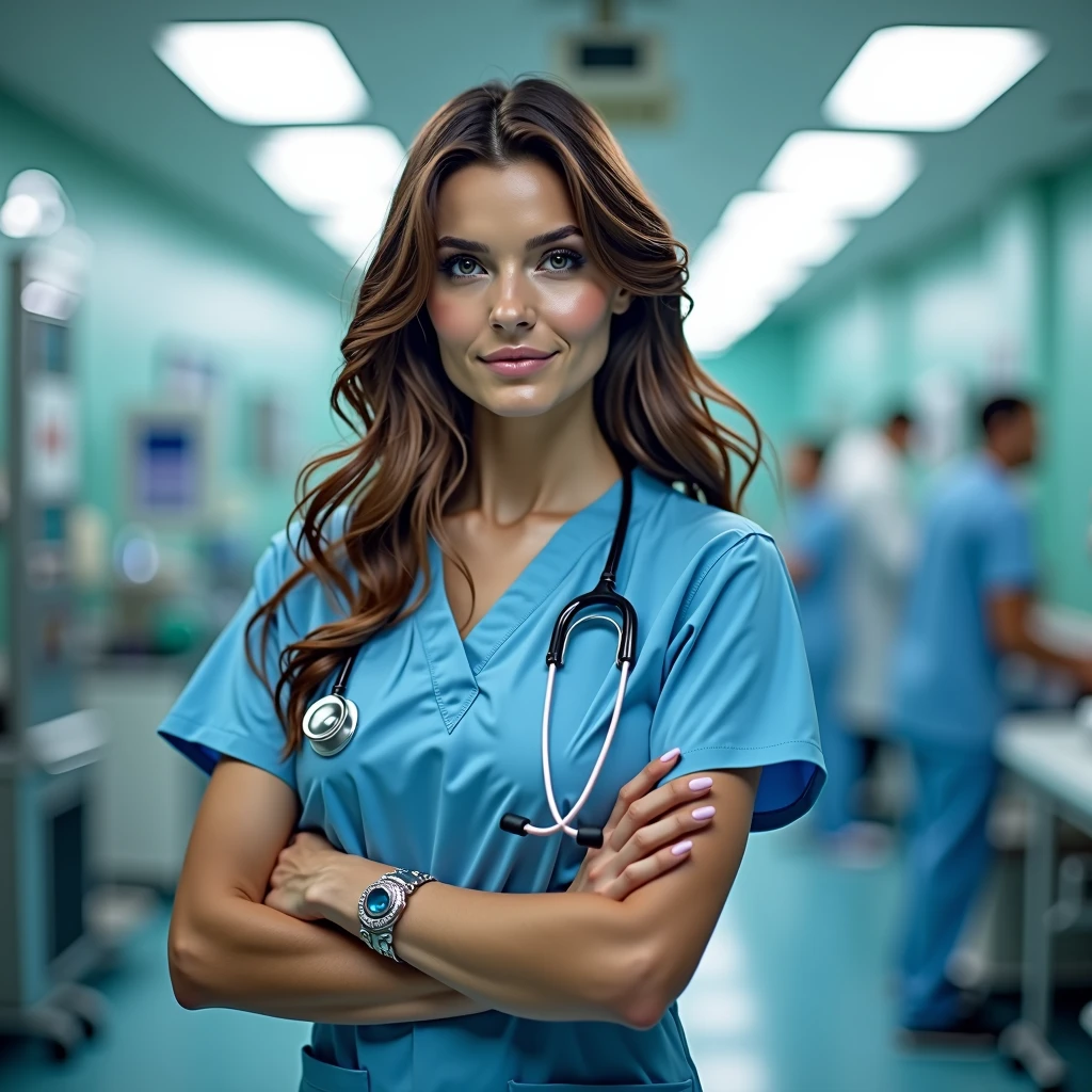 Polish supermodel dressed like a nurse