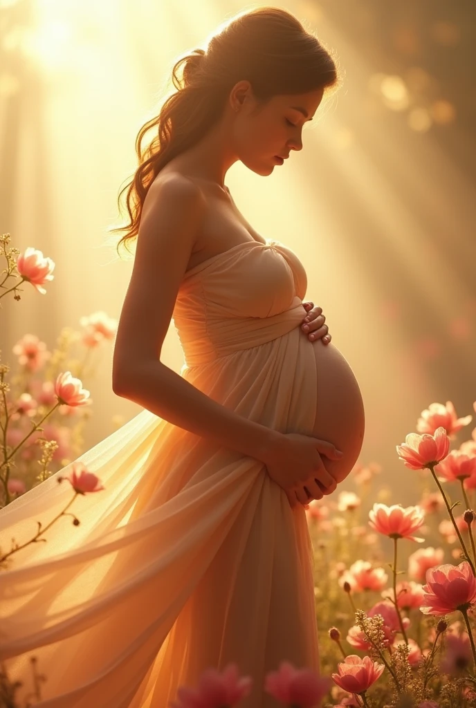 Woman with a person moving inside her belly