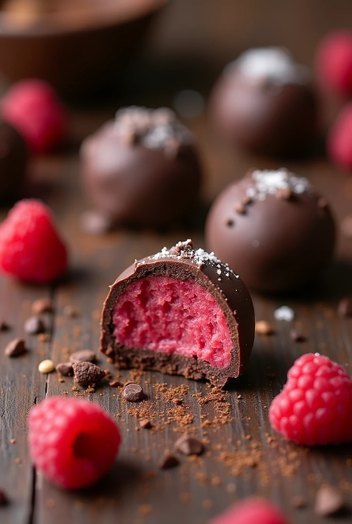 Vegan Cacao and Raspberry Truffles