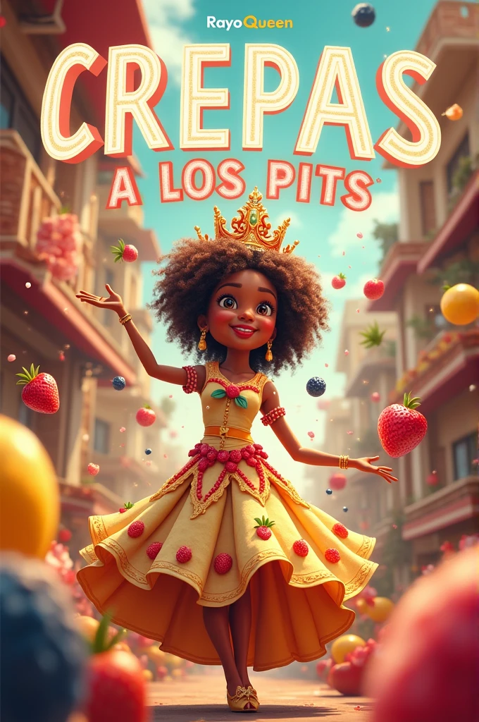 Create a RayoQueen-style ad with the words 'CREPAS A LOS PITS'