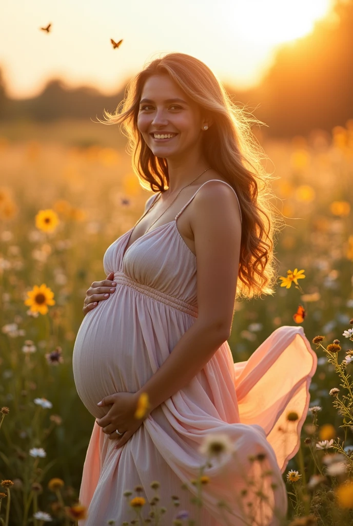 Woman with a super full belly