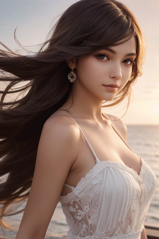 a woman, hair sways in the gentle breeze, incredibly beautiful, best quality, high resolution, ultra detailed,
