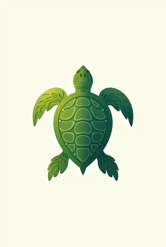 Logo of a turtle that is very beautiful and the outline of the turtle is a gradient of greens
