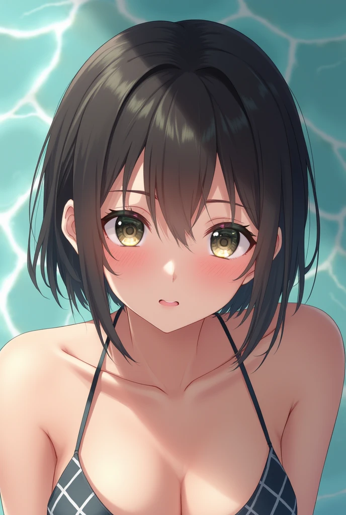 J-POP、Realistic photos、Focus on the face of the cute high school girl in a bikini.
