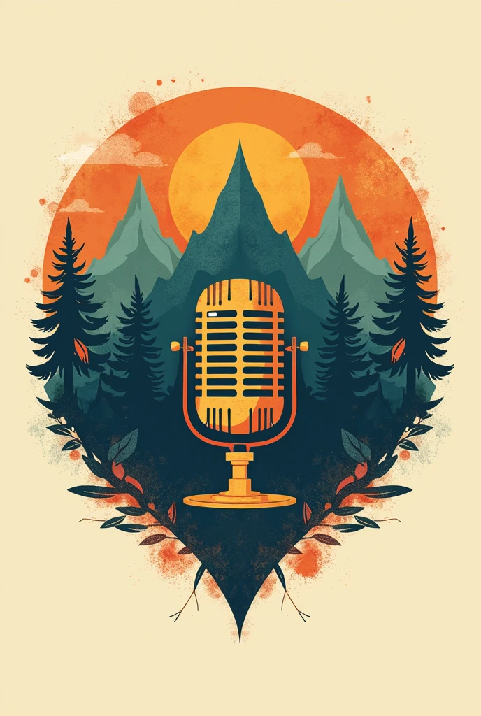 Create a brand logo for Podcasts with images of various scouting symbols