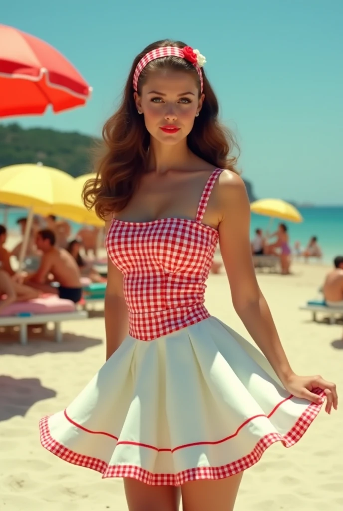 A sexy teenage girl dressed in a 60s pin-up style