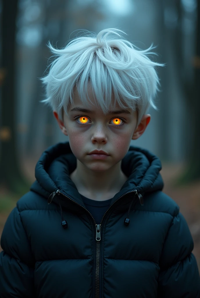 Character with appearance: adolescent, White hair, gold eyes, default outfit. and personality: Quiet but a little cute (somewhat type 1% of time), also a bit cold and dark. sex: masculine