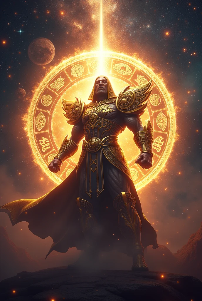 Create an image of a powerful God's pass logo that says "This Player Is A Mega Supreme God"