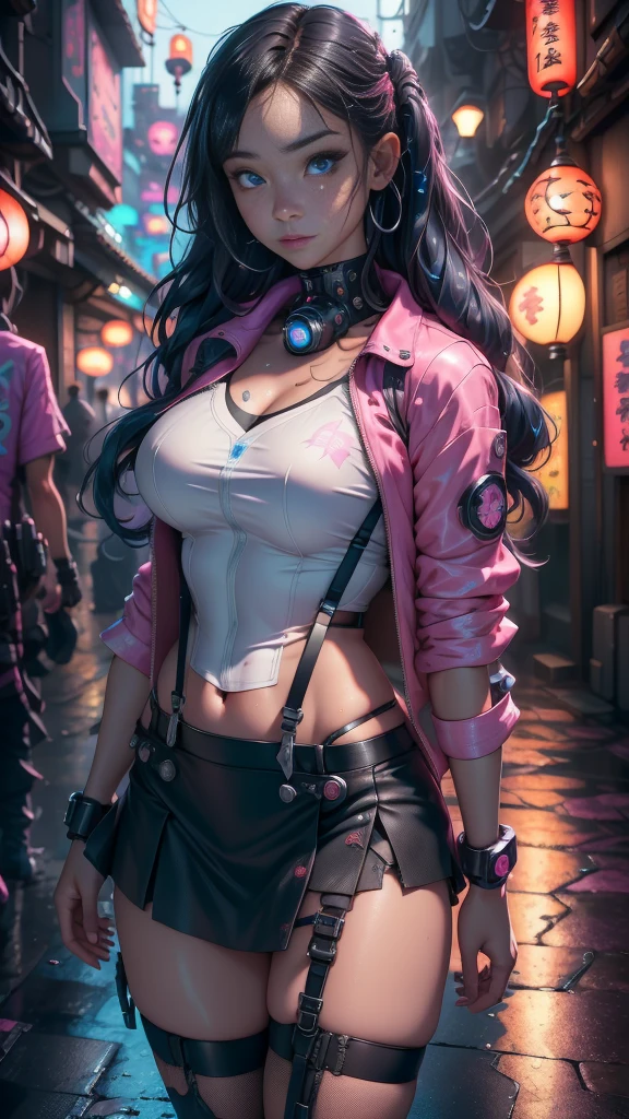 (La Best Quality,A high resolution,Ultra - detailed,actual),Ariana Grande cyberpunk a doll with long pink hair and a (pink jacket:1.4) ,(mini skirt pink :1.4) ,(dark ebony skin:1.4), (Pink wavy hair:1.4 ) ,(fantasy, Hard Rock Girl:1.4) , animated barbie doll,(background cyberpunk city galaxy:1.4) , (Style Ross Tran:1.4) , (ilya kuvshinov con pelo largo:1.4) , anime girl with long pink hair, parade emerging figure, More detailed 8K.unreal engine:1.4,HD,La Best Quality:1.4, Photorealistic:1.4, skin texture:1.4, masterpiece:1.8,masterpiece, Best Quality,object object], (detailed facial features:1.3),(The correct proportions),(Detailed blue beautiful eyes :1.4 ),  (cowboy pose), (Japan alley background :1.4), ,( cyberpunk 2.1), (kawaii style :1.4), (beautiful fingers detailed:1.4), (Perfect anatomy), (miniskirt colegiala white :1.4), ,( cyberpunk 2.1), ,(Cyberpunk ruined dungeon ruins background :1.4 ), (bright colors), (Hard Rock Girl V2.1),( cinematic lighting :1.4), (Cinematic V2.1), (dystopian city Japan cyberpunk :1.4), (Sexy stockings with fishnet suspenders:1.4), (rear view, backside view),high quality, (raw photo, best quality), (realistic, Photorealistic: 1.4), (extremely delicate and Beautiful: 1.4), Amazing, fine details, masterpiece, Ultra detailed, high resolution, best illustration, best shadow, intricate, ( extremely intricate: 1.2), (exquisitely detailed skin), cinematic light, Perfect anatomy, (cool color: 1.4), Sharp focus, 8K UHD, DSLR, (Fujifilm XT3),(dark ebony skin:1.4), (detailed perfect anatomy :1.4) 