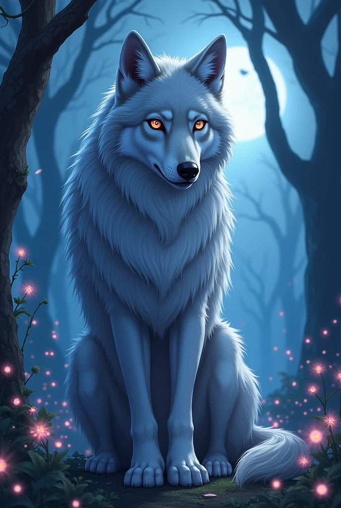 The wolf has the face of an human anime girl.
