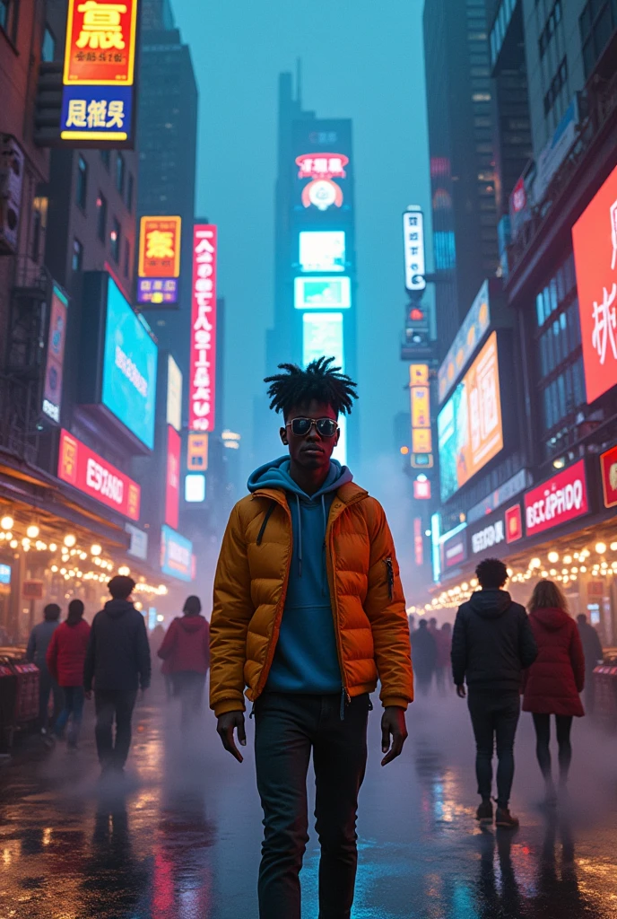 Black youth arrives in a cyberpunk civilization