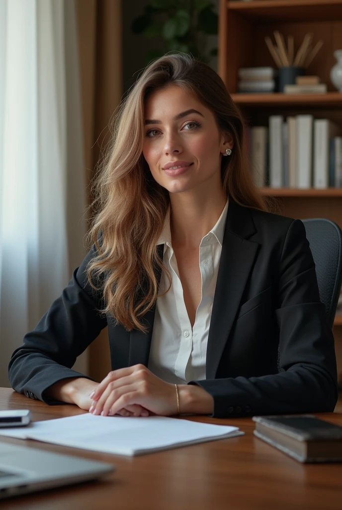 art mignon, femme, un ordinateur sur un bureau femme d'affaire