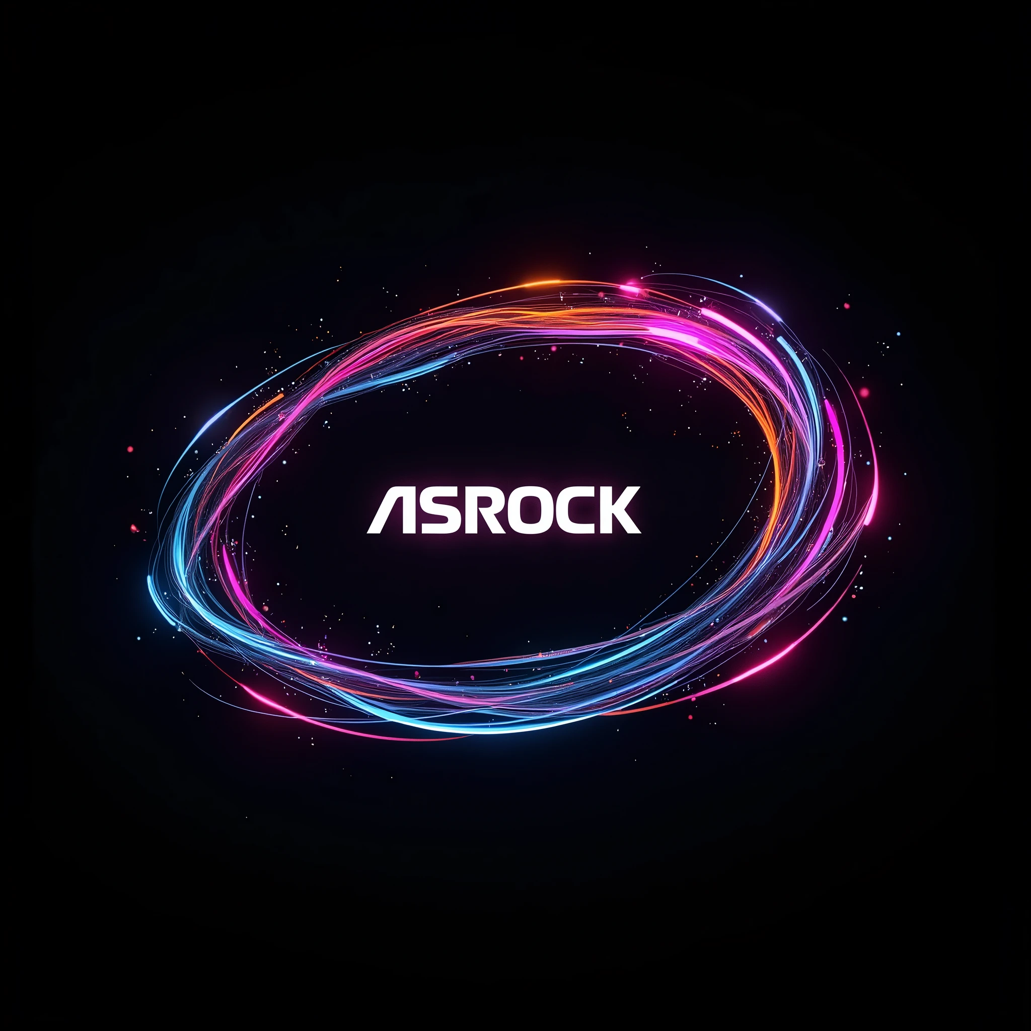 asrock logo art best resolution 2k abstract against the background of a black screen with different abstract lines, the name asrock is required on the generation, colorful abstraction icon ASrock