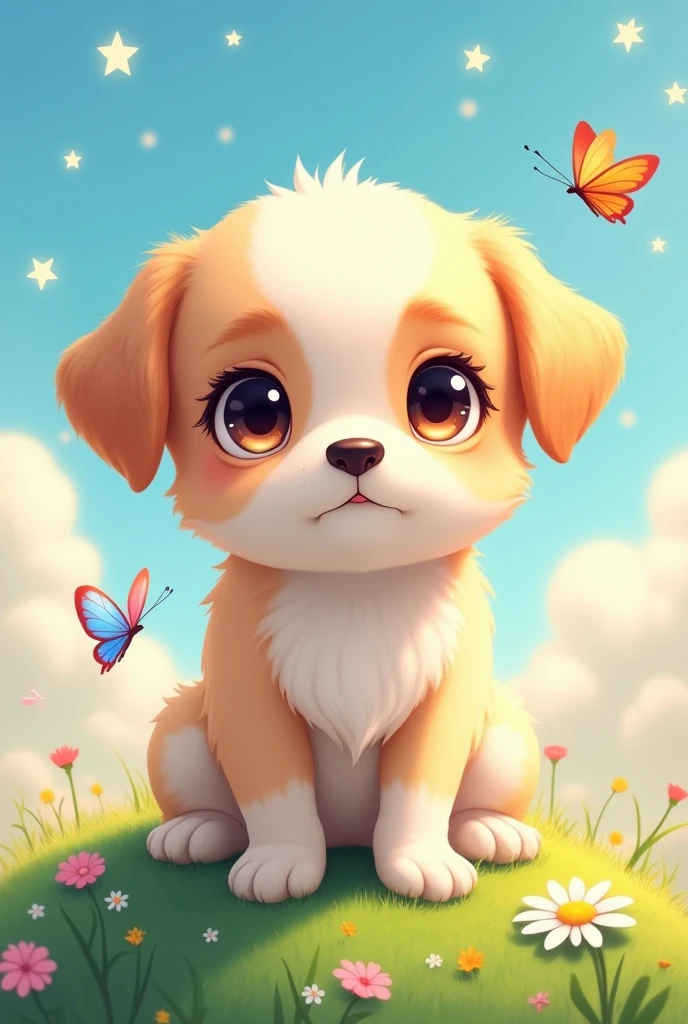 The dog has the face of an human anime girl.