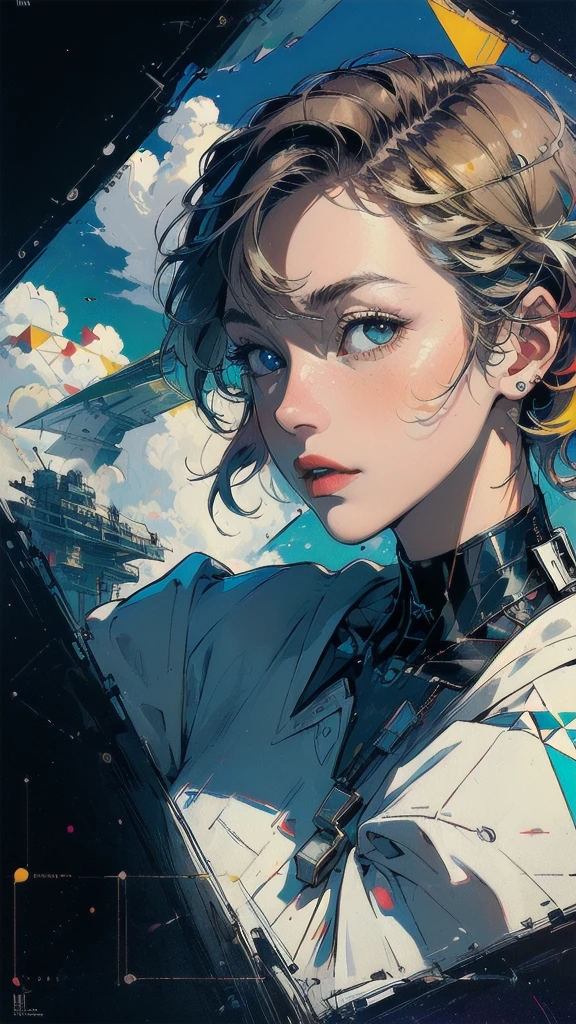 (((masterpiece, highest quality))),(((solo:1.2))),(((1girl:1.2))),32k wallpaper, very detailed, poster, vintage science fiction,(((((geometric cinematic movie poster))))), ((((bauhaus)))),(((abstract))),((((mid century modern)))),(((((portfolio))))),(((((Close-up))))),(((((bust up))))),((((more various angle)))),(((highlight))),((((heterochromia)))),(((complete. detailed face))),(((Extremely talented))),(((most complecated machine))),(((Overall colorfully))),((((((Absolutely gradation background)))))),(((clouds)))