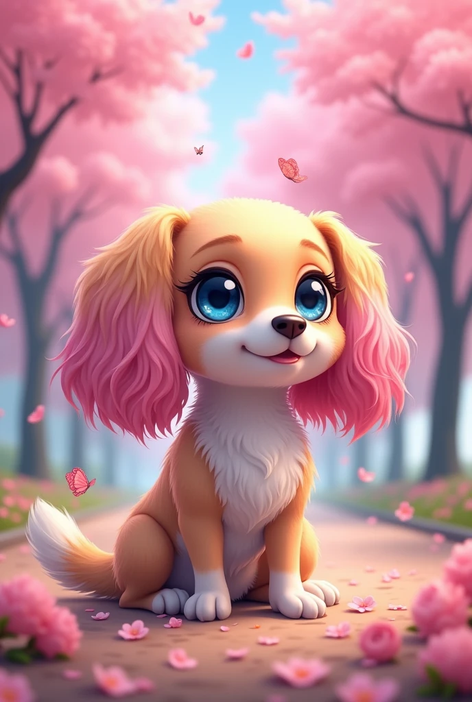 The dog has the head of an human anime girl.