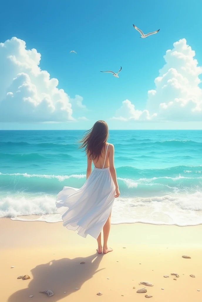 Person on the beach with their back to the camera