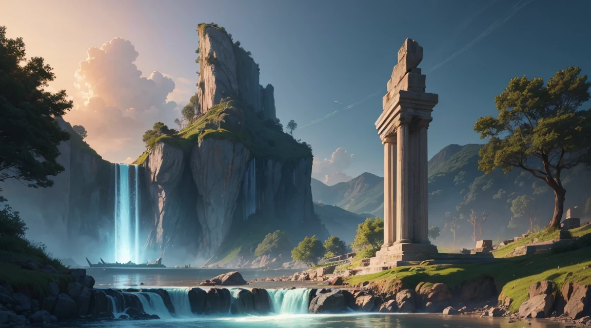 naturey, Realism, 4K, sky, water, sky, stele, lights, vegetation