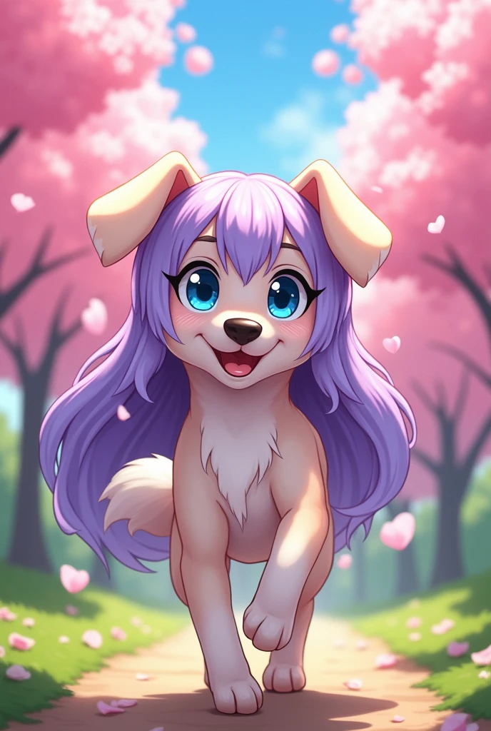 The dog has the head of human anime girls.