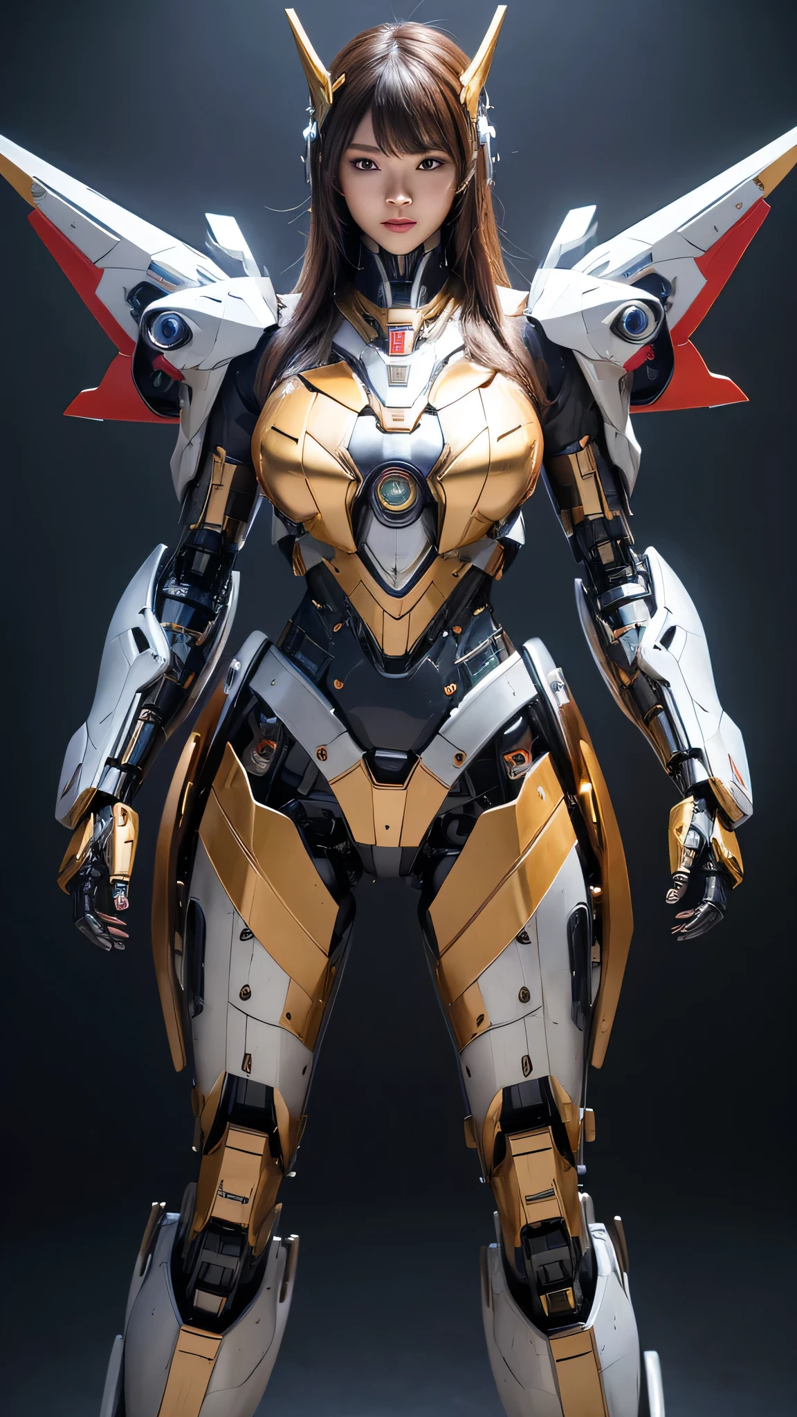 Textured skin, Super Detail, high details, High quality, Best Quality, hight resolution, 1080p, hard disk, Beautiful,(Super Heroine),Oppai Missile,beautiful cyborg woman,Mecha Cyborg Girl,Battle Mode,Girl with a Mecha Body,She wears a battle cyborg mech with a weapon,Fulll body Shot