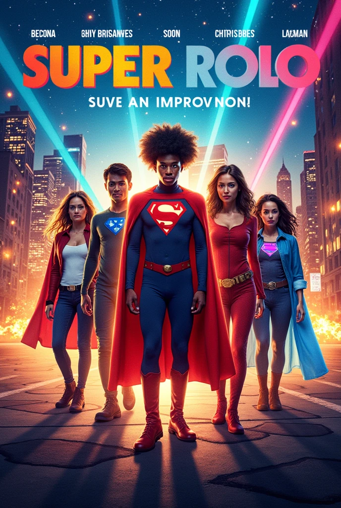 Flyer for a superhero movie with an improv cast