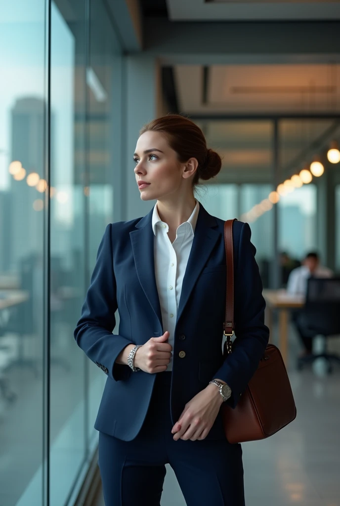 a woman dressed as a businesswoman
