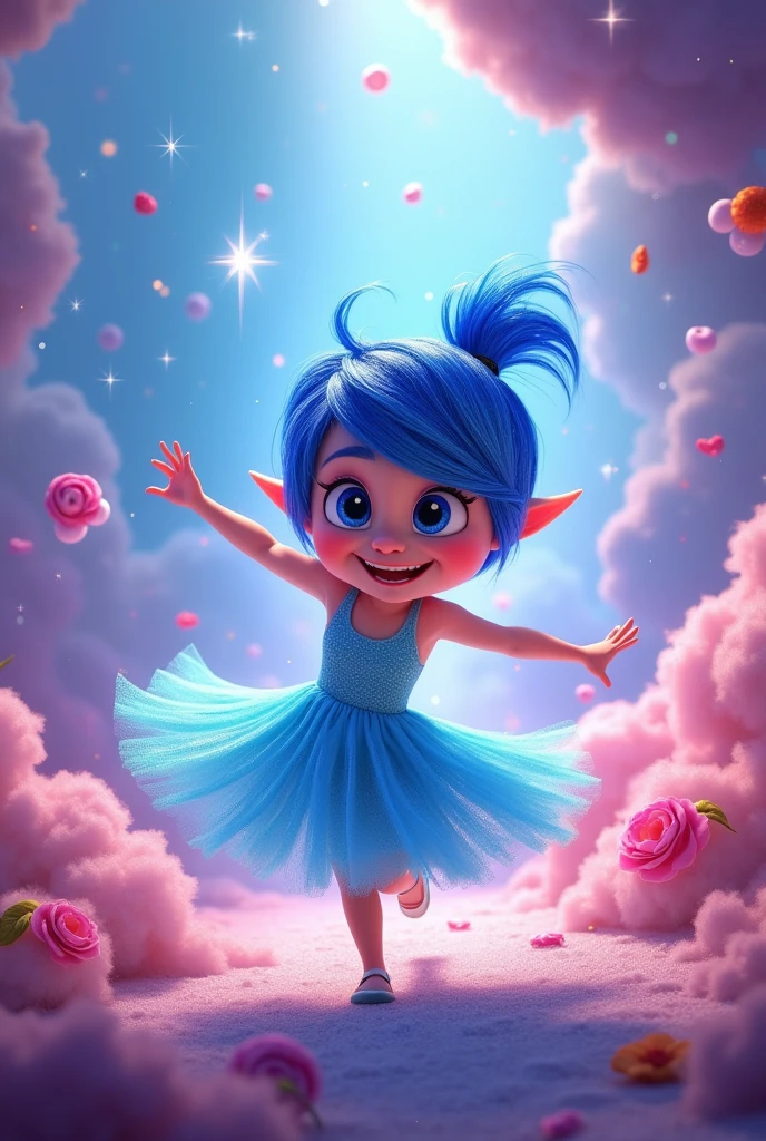 character from Inside Out 2 with blue, The joy of the movie "Inside Out"