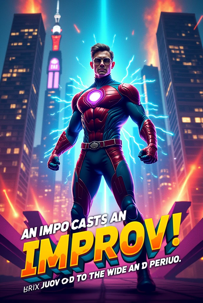Flyer for a superhero movie with an improv cast