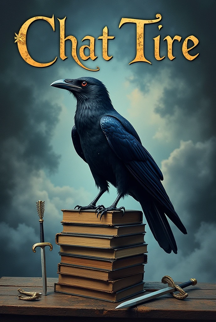 Chat create a poetry book cover, my poems are more obscure, I need something that combines, I want a classic book cover, with some animal that represents this depth, use arrows or sword, something that is falling, chat tire as letters, I want something obscure, that is falling