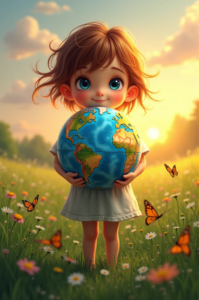 Girl holding earth
