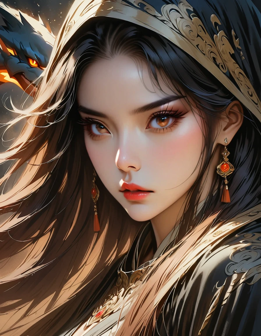 charizard pokemon,1girl,highres,masterpiece,extremely detailed face and body,beautiful detailed eyes,beautiful detailed lips,long eyelashes,fantasy,cinematic composition,dramatic lighting,warm colors,highly detailed,photorealistic,8k