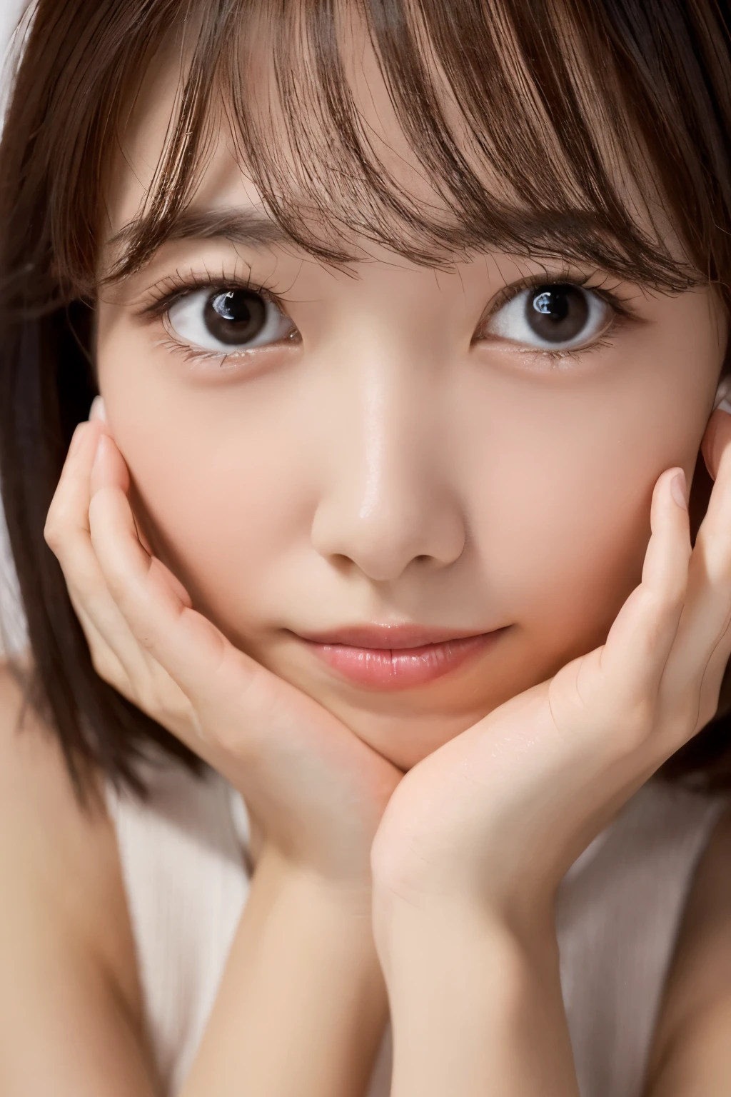 Masterpiece, Photogravure, High quality, High resolution, a photo captured the beautiful moment of a skinny Japanese woman, 24 years old, {long|short} hair, cute face, detailed face, detailed eyes, anatomically correct body