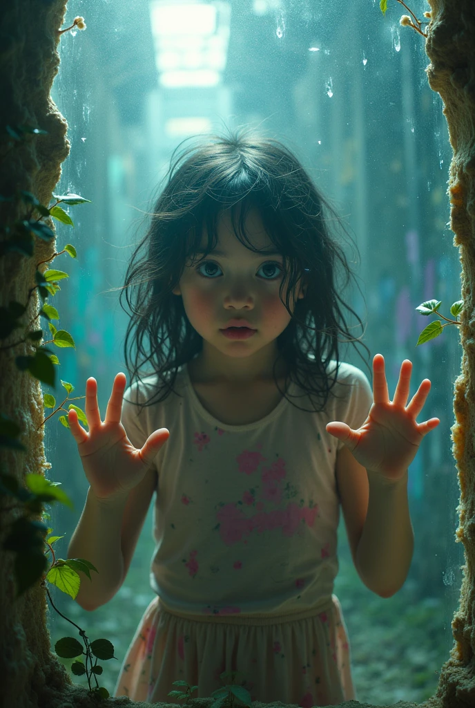 A girl in plastic prison