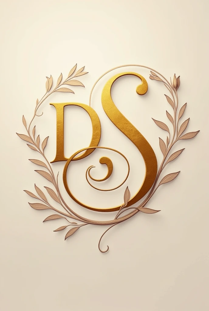 Create a logo with the letters D S in gold, representing the aesthetics of the female body and care.