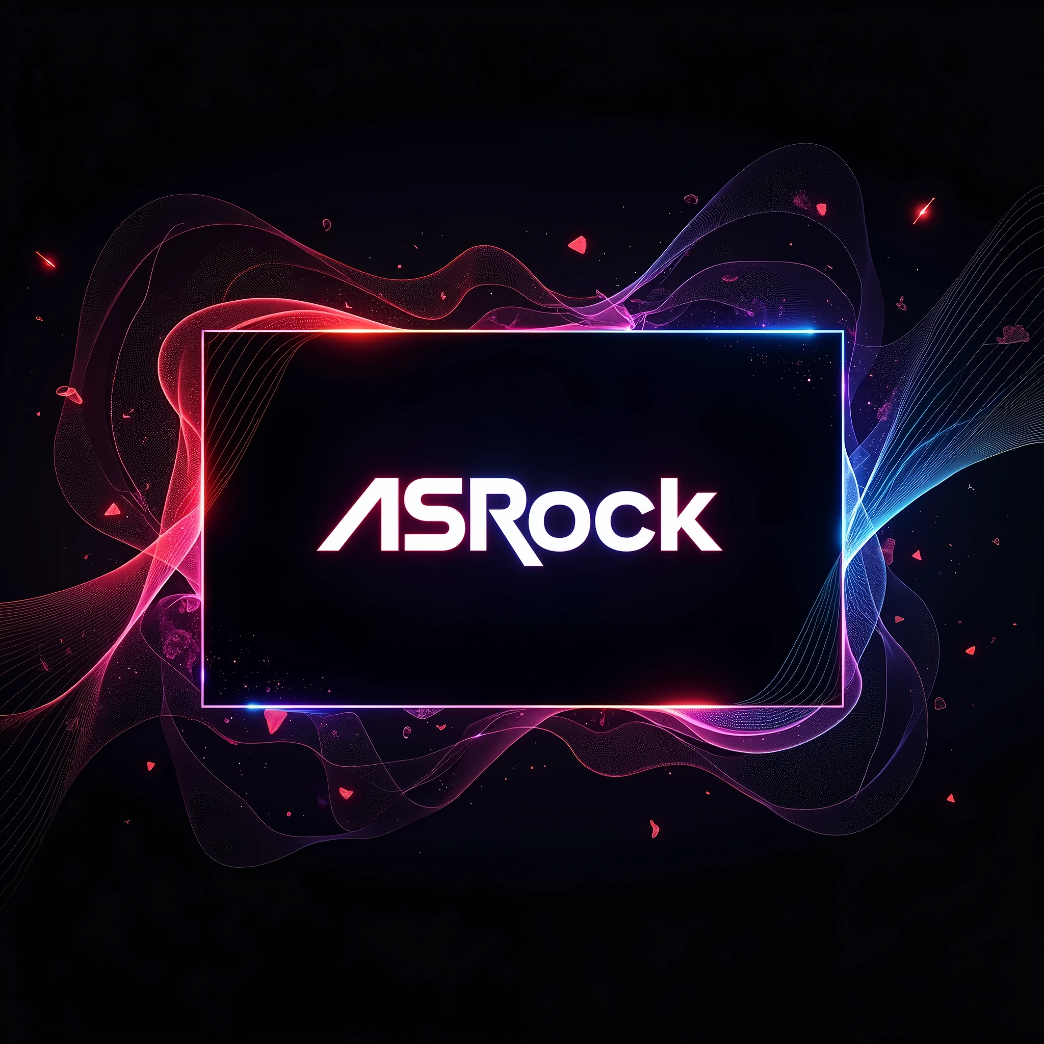 asrock logo art best resolution 2k abstract against the background of a black screen with different abstract lines, the name asrock is required on the generation, abstraction icon ASrock