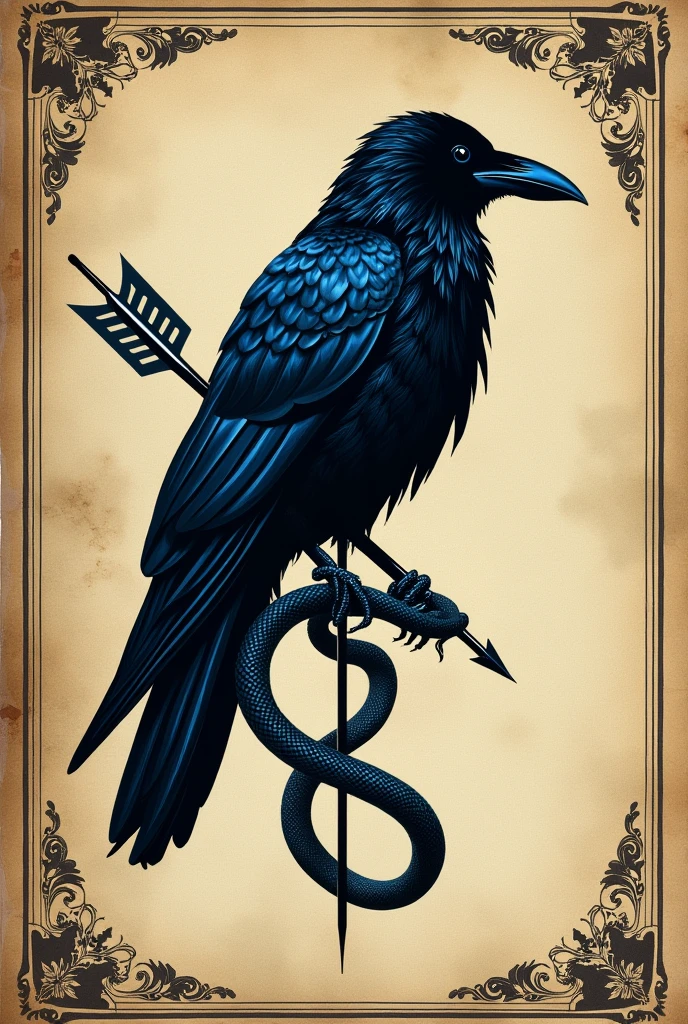 Chat create a poetry book cover, my poems are more obscure, I need something that combines, I want a classic book cover, create a raven with a snake falling together, being that the raven has an arrow stuck in it
