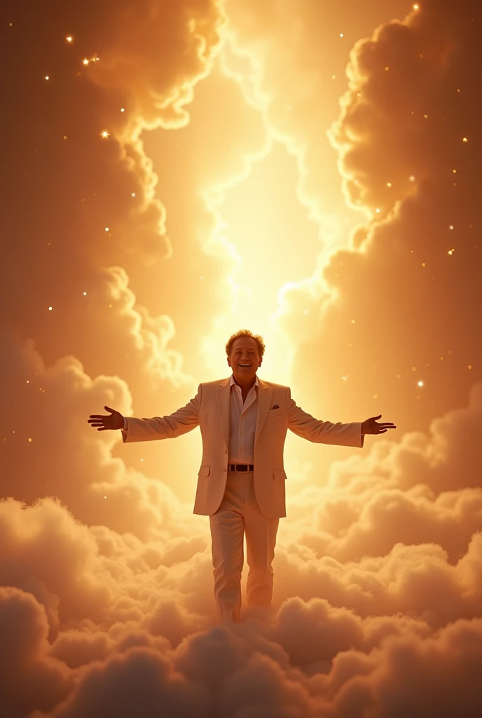 Silvio Santos doing a live show upon arriving in heaven. Being received by Dercy Gonçalves, have, Gugu.