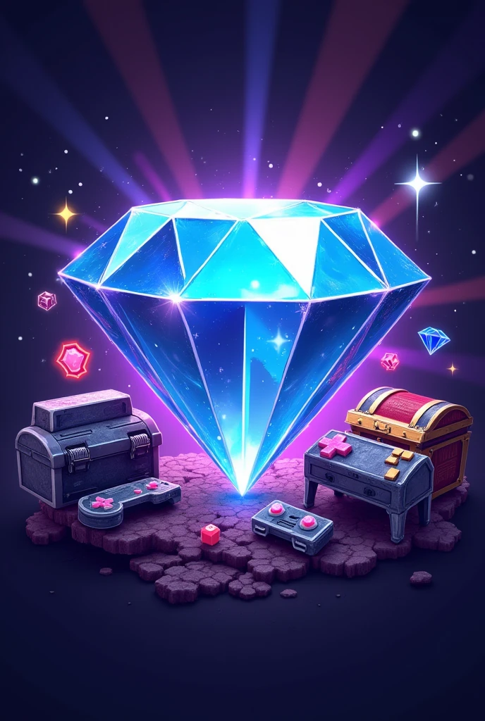 Create an icon that mixes diamonds and video games