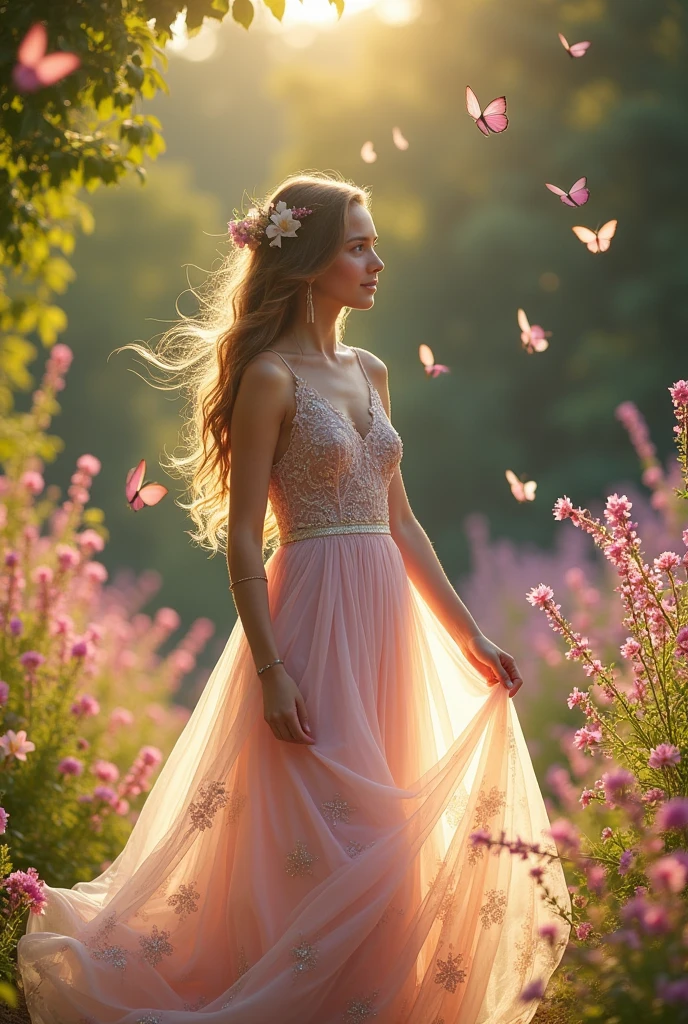 A 15-year-old woman wore a very beautiful dress.